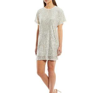 Lucy Paris Short Sleeve Sequin Silver Dress
